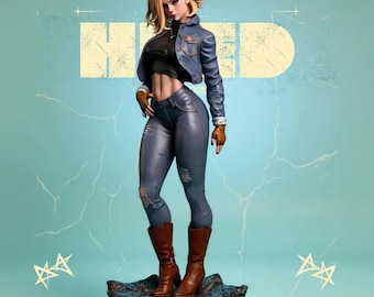 Android 18 – Battle Beauty STL Figure / Statua anime stampabile in 3D (non supportata e pre-supportata)