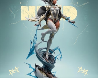 Arquivo STL inspirado na tempestade: Estátua da Deusa do Tempo, super-heroína, modelo para impressão 3D com busto.