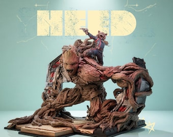 Rocket and Groot 1:6 Scale Diorama STL – Guardians of the Galaxy 3D Print Files