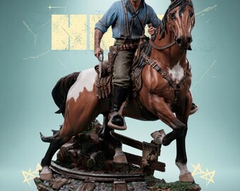 Arquivo STL para impressão 3D de estátua de colecionador do Velho Oeste, inspirada em Arthur Morgan, o pistoleiro cowboy.