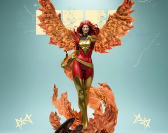 Jean Grey Phoenix File STL Marvel Mutant Fire Goddess Resina Stampa 3D Statua da collezione