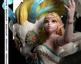 Fantasy Dragon Priestess STL 3D Print File Pre-Supported Split Epic Figure