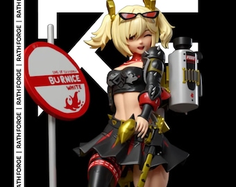 Burnice White, skala 1/6, figurka STL | Zenless Zone Zero, figurka piromana (cyfrowy wydruk 3D)