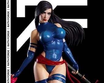 Psylocke X-Men STL | 1/4 & 1/6 Skala Sentinel Base Staty Icke-stödd 3D-utskriftsfil