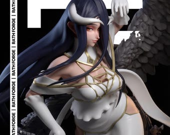 Albedo Angel Statue STL 3D Print File Pre-Supported Split Fantasy Figure Model