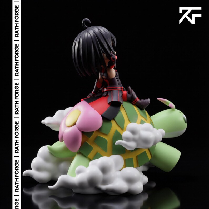 Anime Turtle Riding Maple Chibi Turtle Ride STL 3D Print Model Anime Figure Pre-supported ...