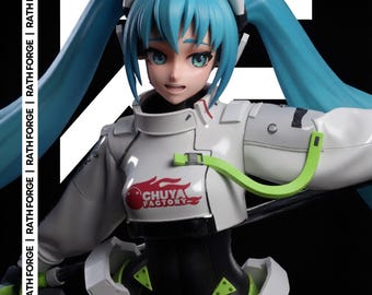 Futurystyczna dziewczyna-idolka w formacie STL do druku 3D, wstępnie obsługiwana, podzielona figurka anime