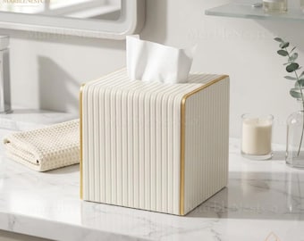 Porta fazzoletti quadrato moderno / Porta fazzoletti in pelle di lusso / Scatola fazzoletti decorativa / Elegante complemento d'arredo per bagno e casa / Disponibile in vari colori