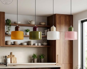 Lámpara colgante moderna de cristal y piedra con iluminación sencilla y ambiente acogedor, con casquillo E27.