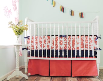 navy and coral nursery