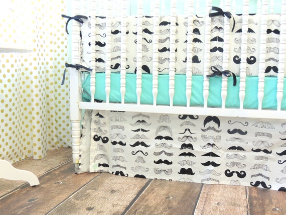 mustache crib bedding set