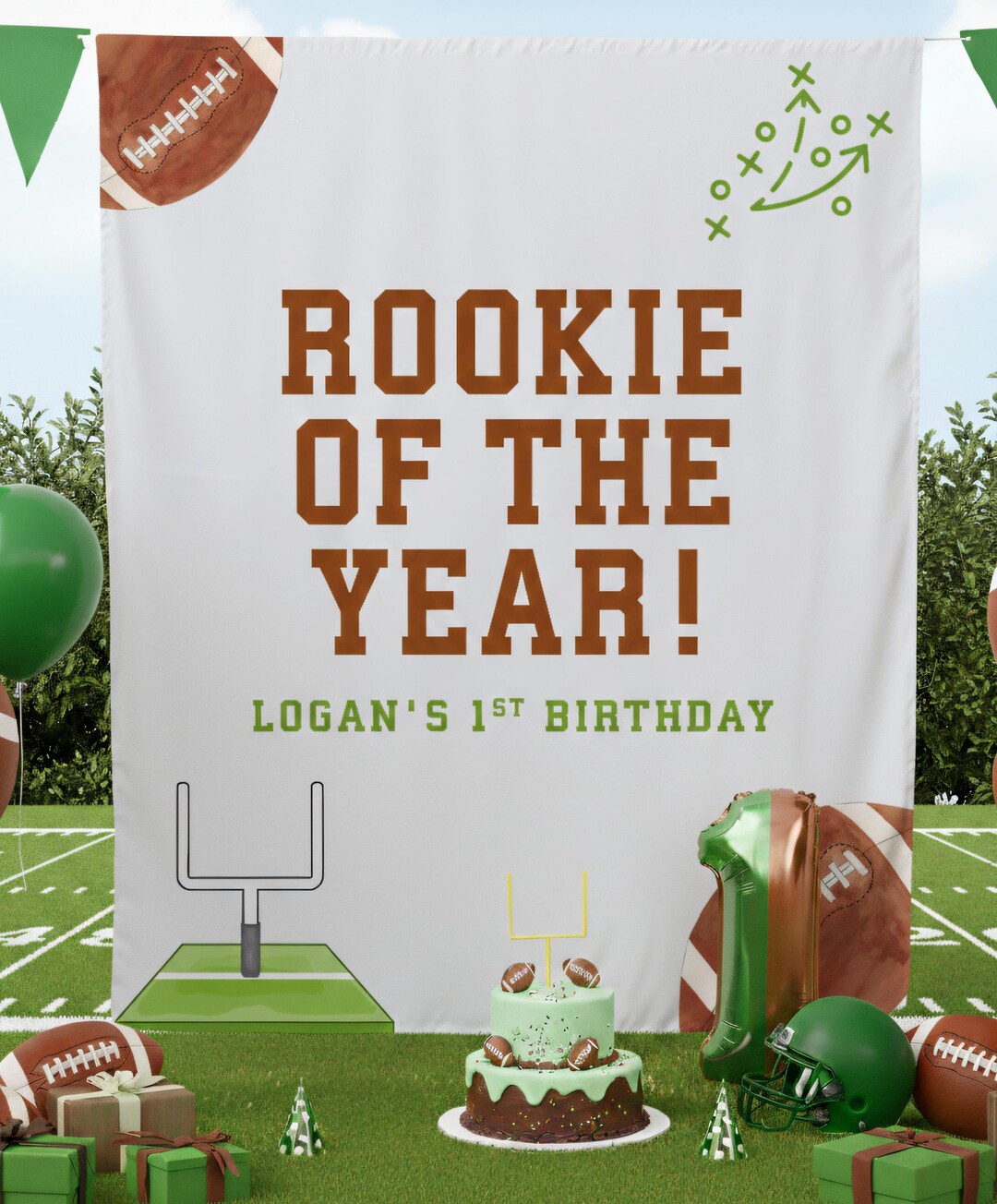 Rookie of the Year Personalized Backdrop, Baseball First Birthday ...