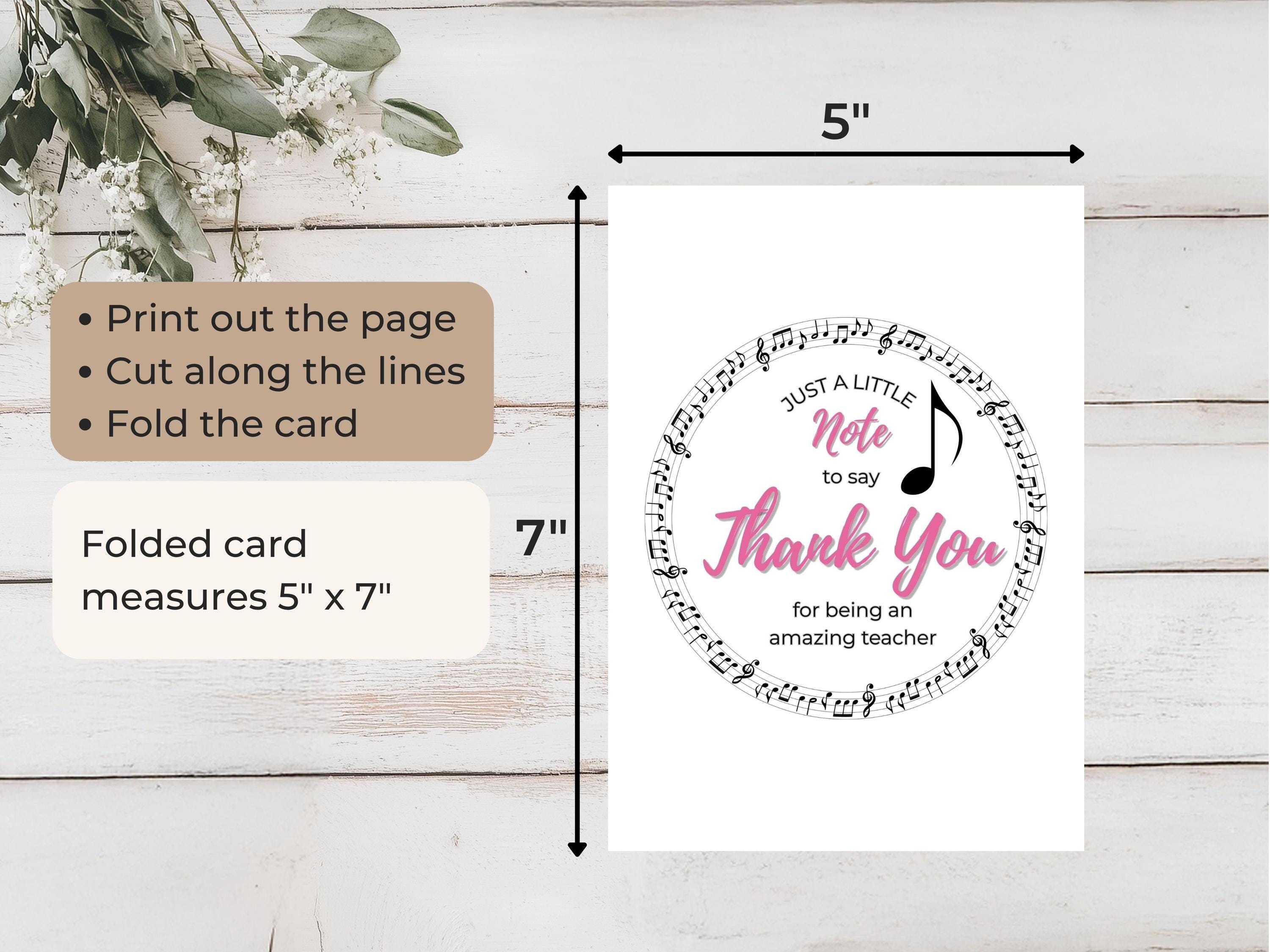 Music Teacher Appreciation Card, Thank You Card for Music Teacher ...