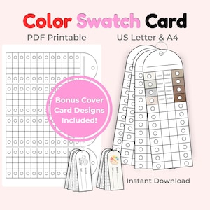 Color Swatch Chart Printable, Alcohol Marker Color Test Card, Coloring Swatch, 24 Color Swatch Card (Digital PDF)