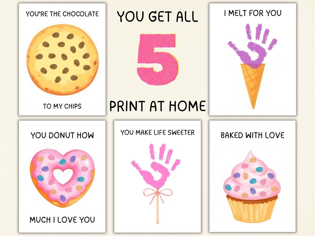 Valentine’s Day Desserts Handprint Craft Set | DIY Kids Printable Art ...