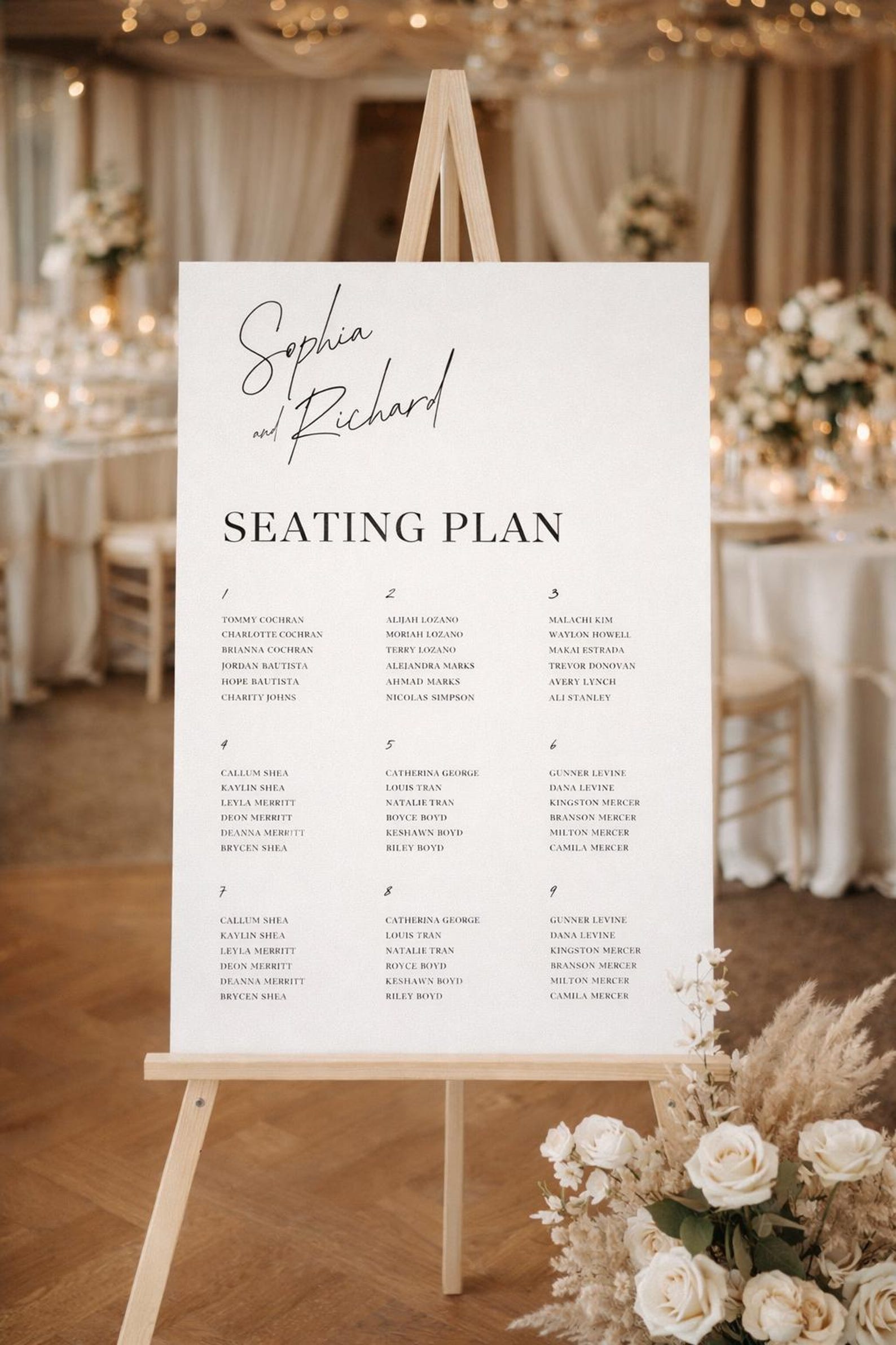 Editable Seating Chart Template Canva | Wedding Seating Plan Printable ...