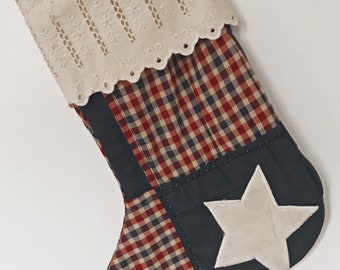 Vintage quilt Americana stocking