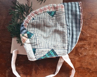 Vintage quilt  baby bonnet