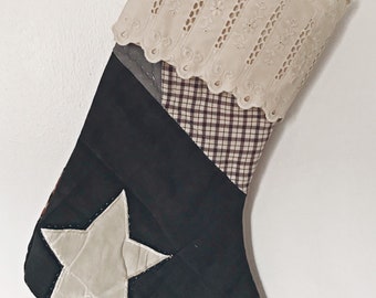 Vintage quilt Americana stocking