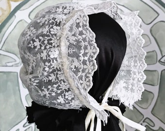 Antique lace baby christening bonnet