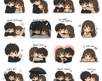 Cute Chibi Couple Stickers