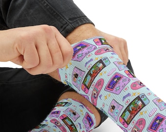 Otome Gamer Pattern Socks, Girly Gamer Crew Socks