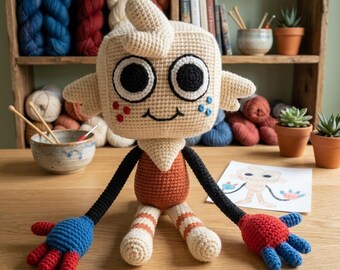 Handmade Crochet Astro Plush Toy | Dandy’s World Amigurumi Doll, Gamer Decor | L89M