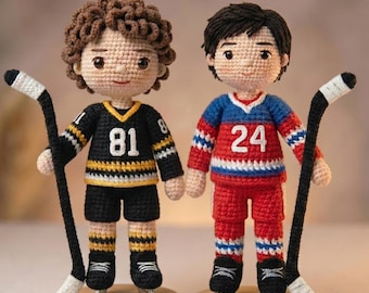 Handmade Hockey Romance Crochet Dolls Set | Rival Hockey Couple Amigurumi | Fan Inspired Hockey Dolls | Heated Rivalry Fan Gift | L20M