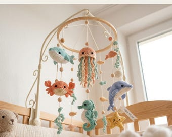 Ocean Crib Mobile Handmade |  Baby Mobile Sea Theme Nursery Decor |  Unique Baby Shower Gift | Coastal Nursery Decor | Gift For Baby | L52D