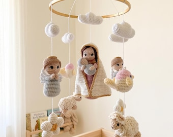 Catholic Baby Crib Mobile | Virgin Mary Nursery Decor | Handmade Baby Mobile | Christian Nursery | Holy Mother Baby Room | B84D