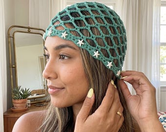 Crochet Mesh Hat Boho | Lace Beanie Handmade | Festival Headpiece | Beach Hat | Festival Outfit Accessory | B80D