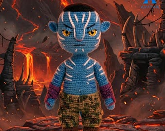 Avatar Varang & Quaritch Crochet Doll | Handmade Na’vi Warrior Amigurumi | Movie Fan Plush | 15cm Collectible Gift | Gift for him, her |N01Y