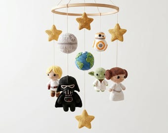 Handmade Crochet Crib Mobile | Space Nursery Decor | Galaxy Baby Mobile | Sci Fi Baby Gift | Neutral Crib Decor | B86D