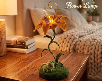 Handmade Rapunzel Flower Lamp | Crochet LED Night Light | Fairy Tale Home Decor | Cozy Bedroom Lamp | Gift for Her | L05M