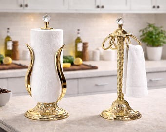 Gold Stainless Steel Towel Holder Stand, Kitchen Bathroom Organizer