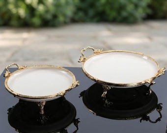 Luxury Round Porcelain Serving Stand, Pedestal Platter, Elegant Dessert Display Tray, Kitchen Presentation Decor