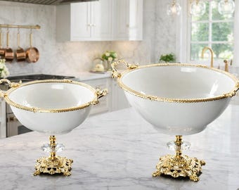 WL 1895 Wong Lee Porcelain Bowl and Bronze,luxurious Large Bowls