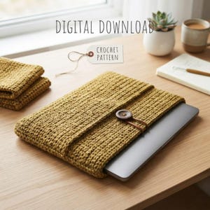 Modern Crochet Laptop Sleeve Pattern - Textured Tablet Case PDF Tutorial - Stylish Device Protector - Easy