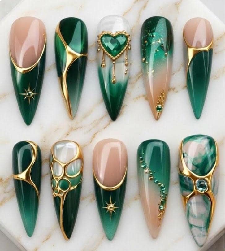 prom nails for emerald green dress DIVAWALK Women Fit and Flare Dress For Women (Green, L) main image 1