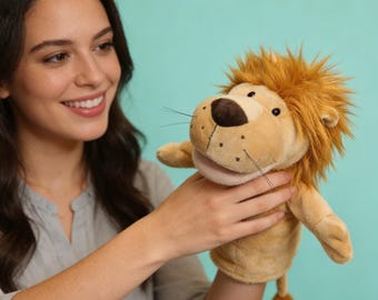 Plyschfingerdockor: Lejon, elefant, kanin, apa