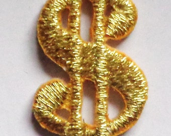 Id 0076abc set of 3 money sign bag patch gold diy embroidered etsy