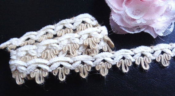 7//8 inch wide white color selling by the yard Chenille Braid