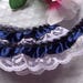 Satin Floral Ruffle Lace Trim 1" navy/white selling by the yard