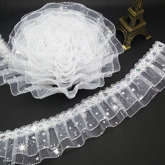 5 yards of Beige Gathered Floral Lace Trim 1 5//8/" Wide