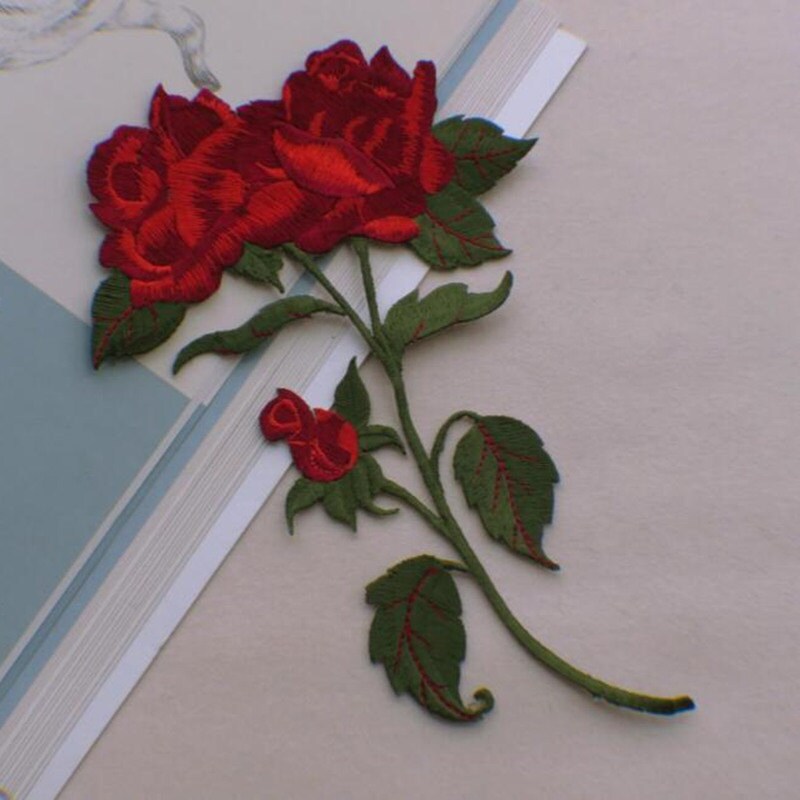 embroidered Rose Applique iron on patch applique Added Etsy