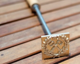 Wood Burning Stamp with Wooden Handle, custom wood branding iron, leather stamp, custom wood stamp, leather stamping, steak brand