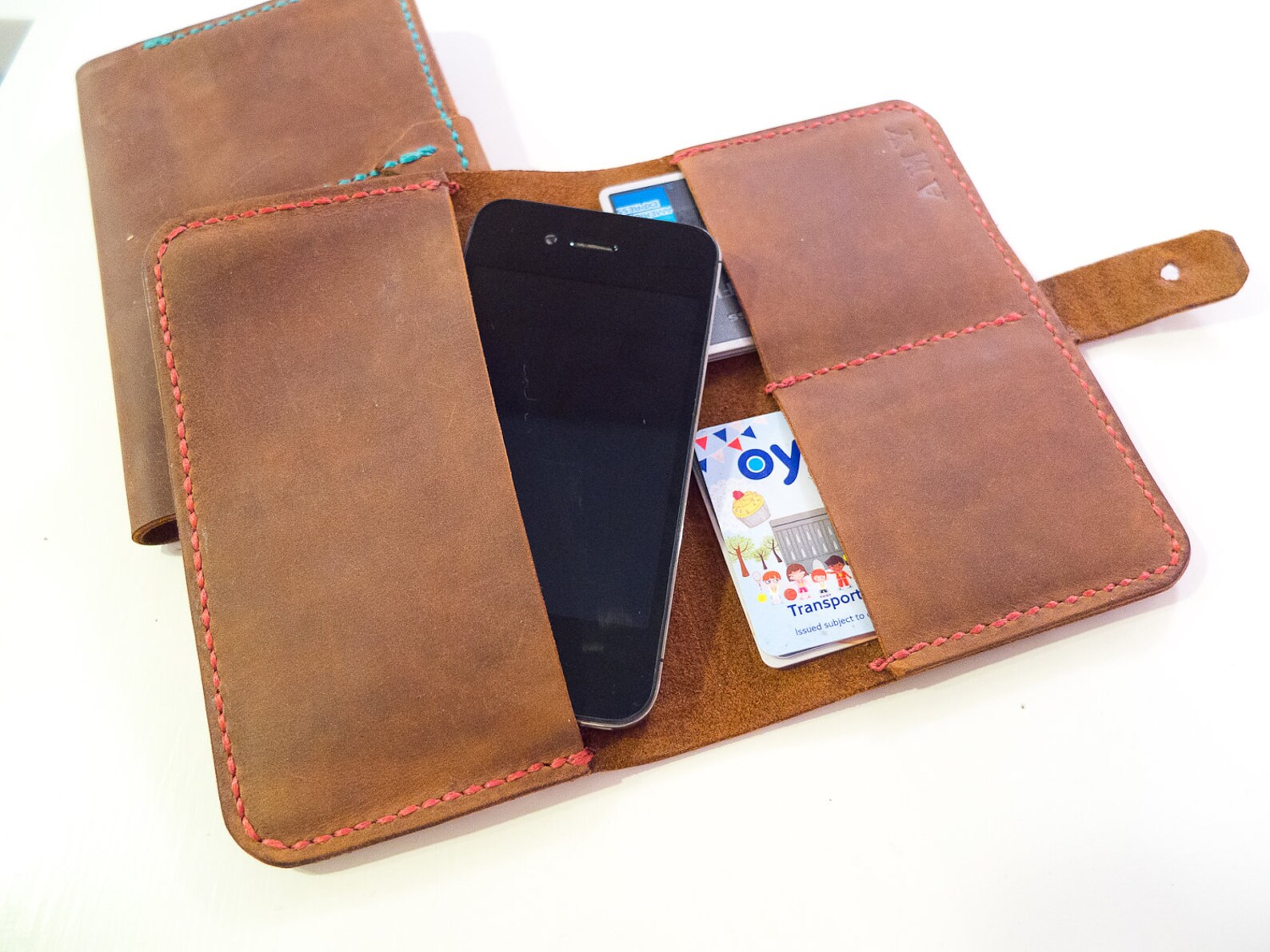 Leather Passport Wallet With Card Holder Hand Stitched. Etsy