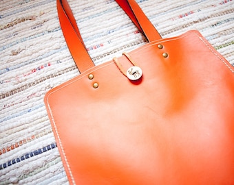 Orange Leather Tote Bag - Special Limited Edition