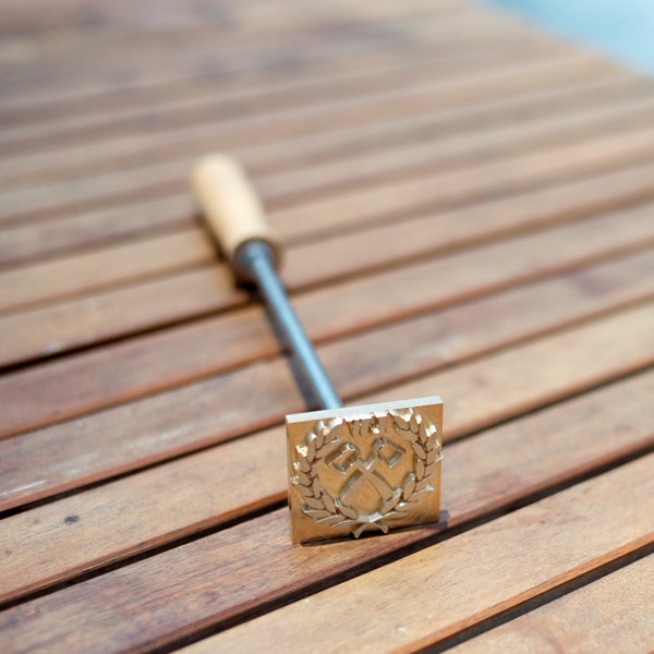 Wood Branding Iron with custom wood stamp | Wooden Handle | Custom wood branding iron | Custom Leather Stamp