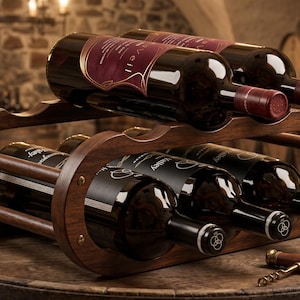 Natural Wood Wine Rack – Countertop Bottle Holder for Cabinet